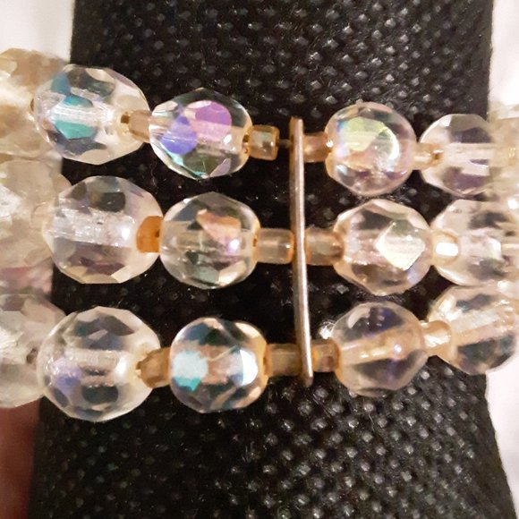 Vintage Aurora Borealis Memory Wire Bracelet - Picture 3 of 9